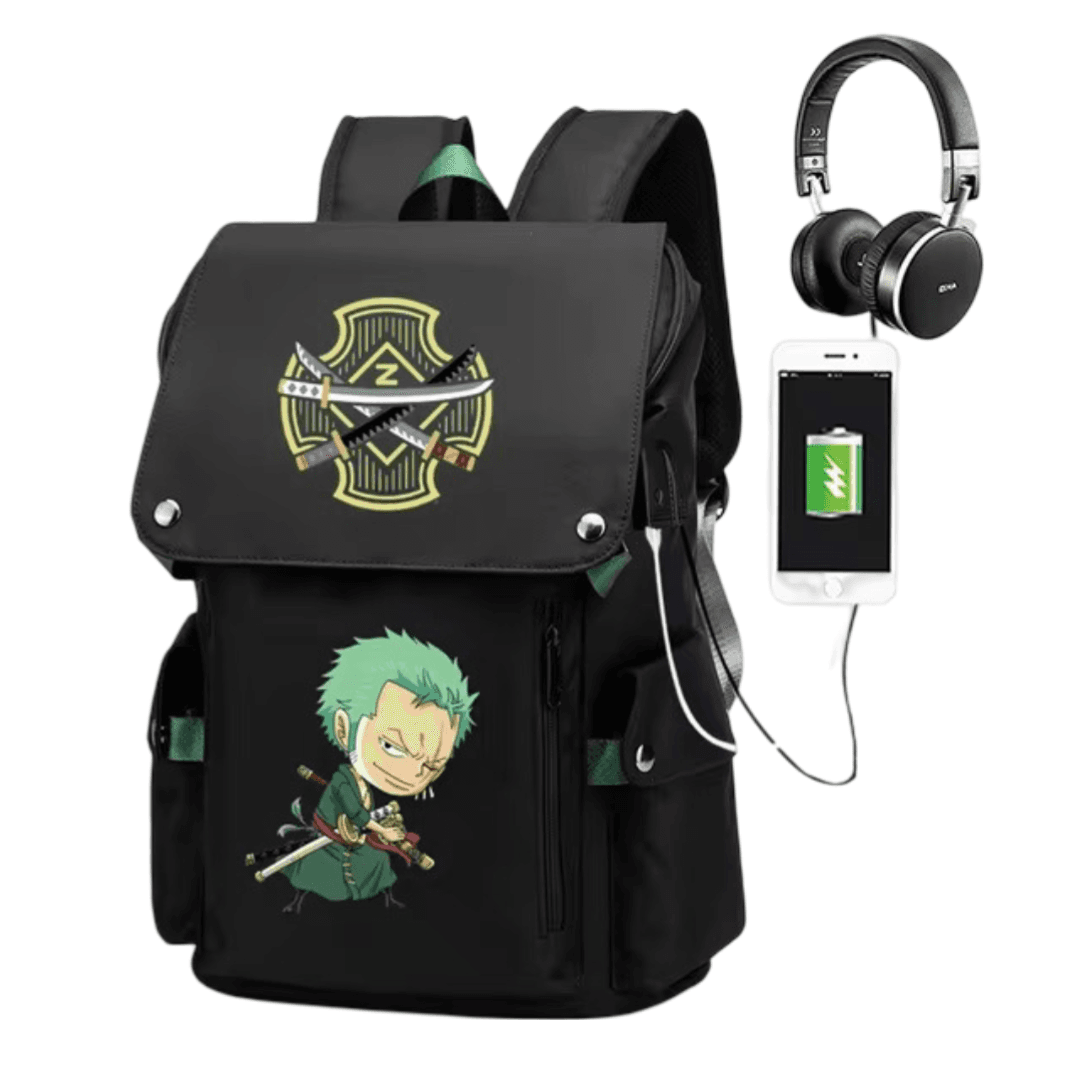 One Piece Anime Roronoa Zoro USB Charging Backpack