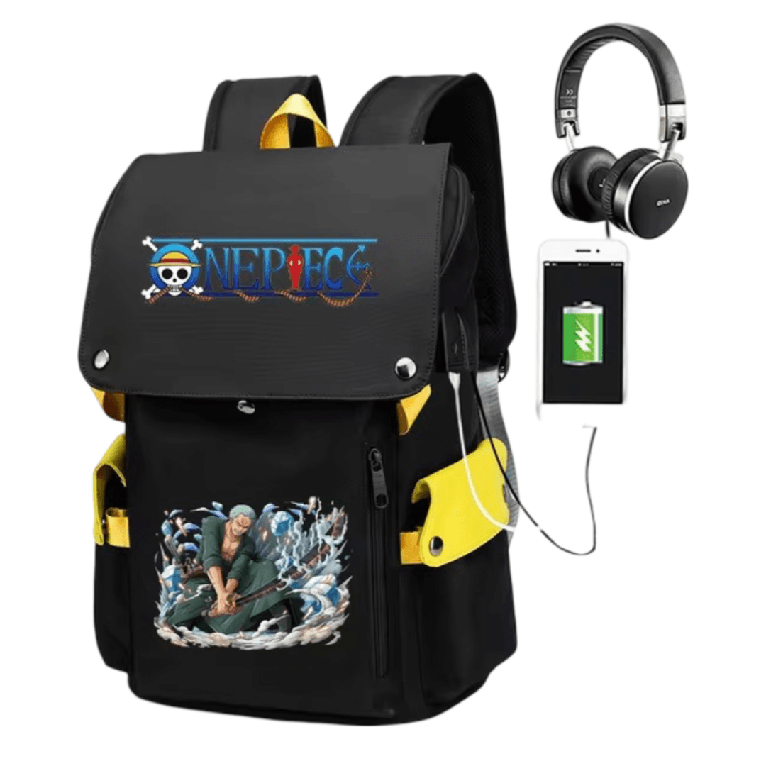 One Piece Anime Roronoa Zoro Backpack With USB Charging