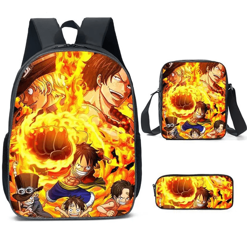 One Piece Character Anime Backpack Lunch Bag With Pencil Case