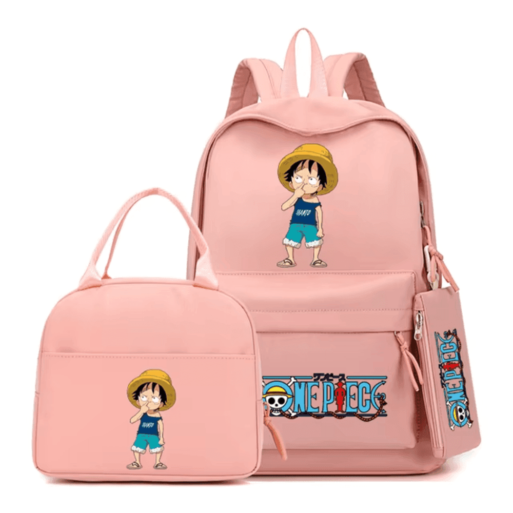 3Pcs/Set Anime One Piece Kid Luffy Backpack — detail 1