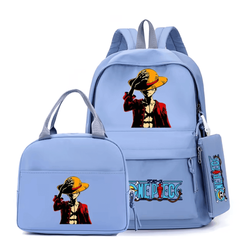 3Pcs/Set One Piece Anime Straw Hat Luffy Backpack — detail 1