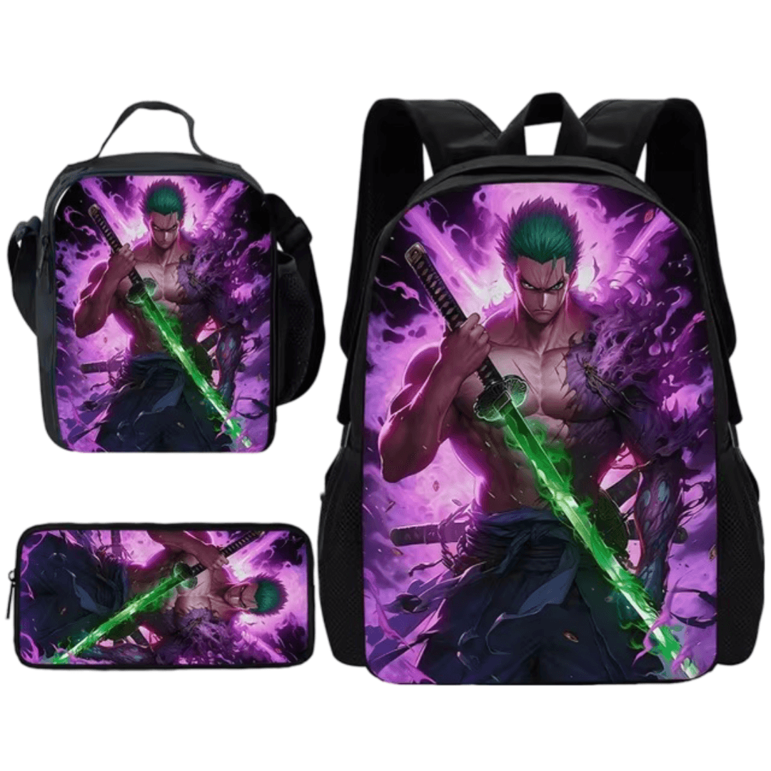 3Pcs/Set Anime One Piece Roronoa Zoro Backpack