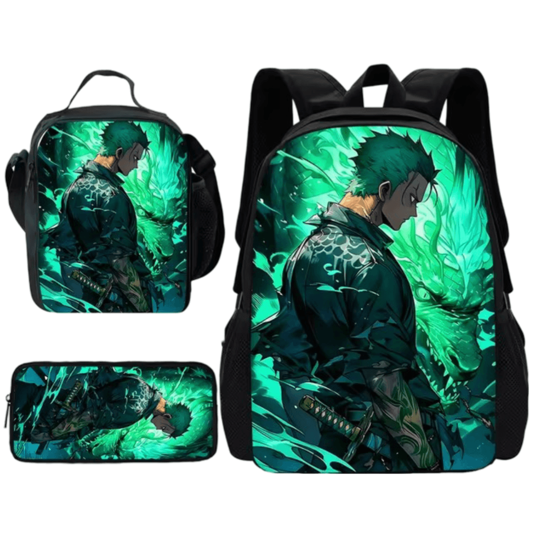 3Pcs/Set Anime One Piece Roronoa Zoro Backpack — detail 2