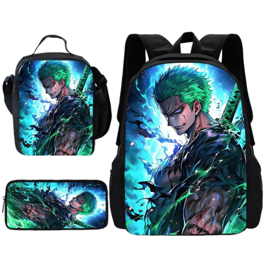 3Pcs/Set Anime One Piece Roronoa Zoro Backpack — detail 1