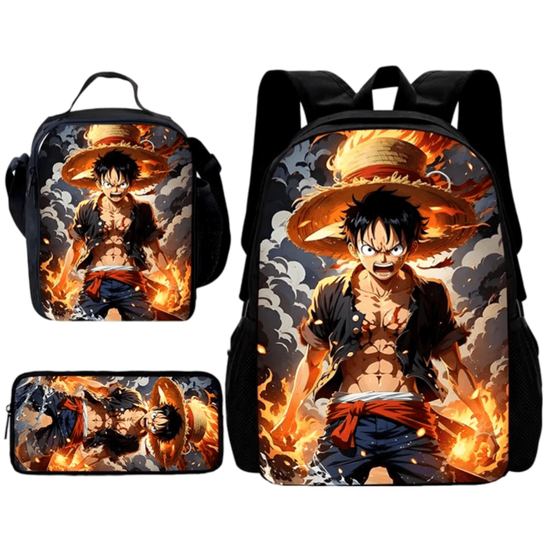 3Pcs/Set Anime One Piece Monkey D. Luffy 3D Backpack