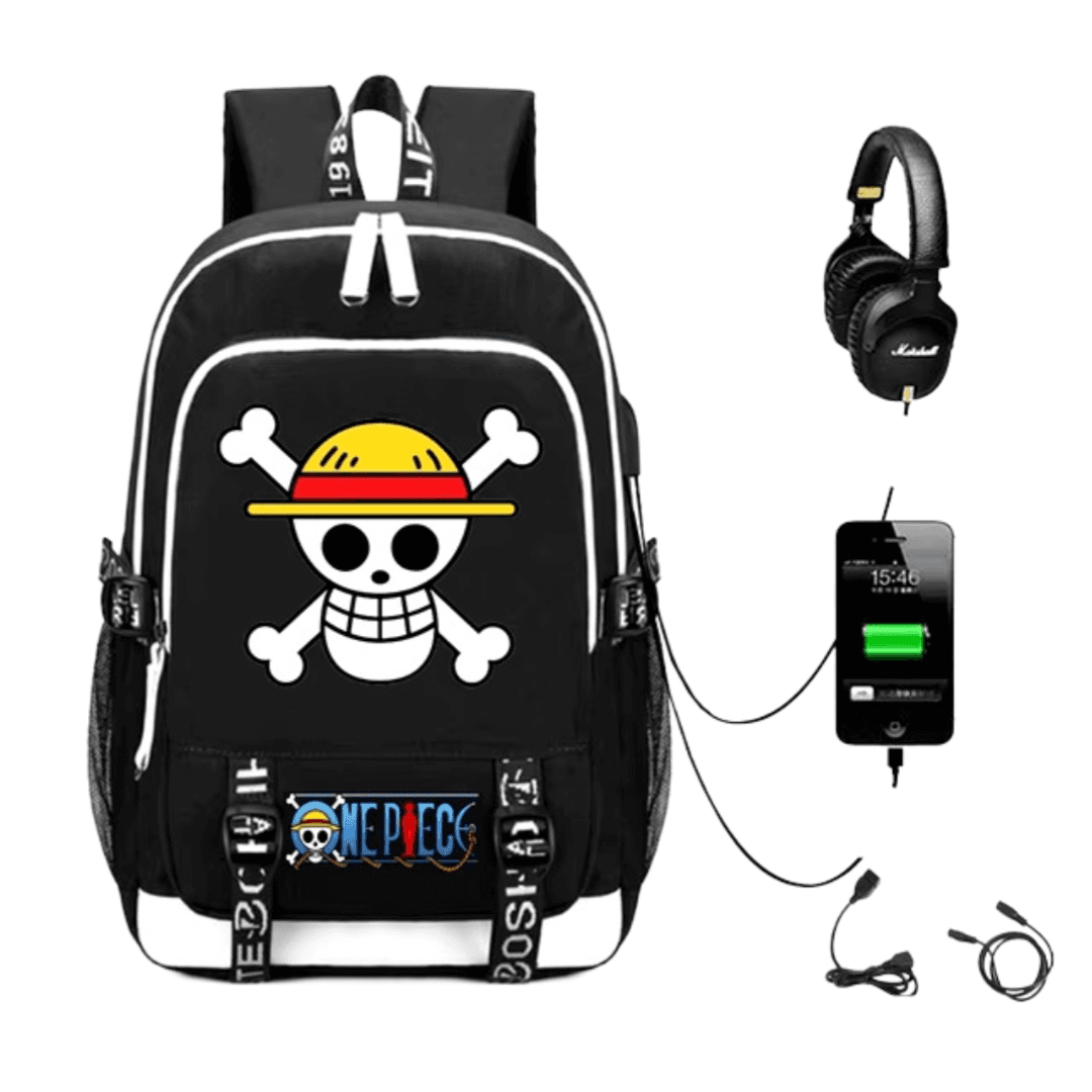 One Piece Anime Straw Hat Pirates USB Charging Backpack — detail 1