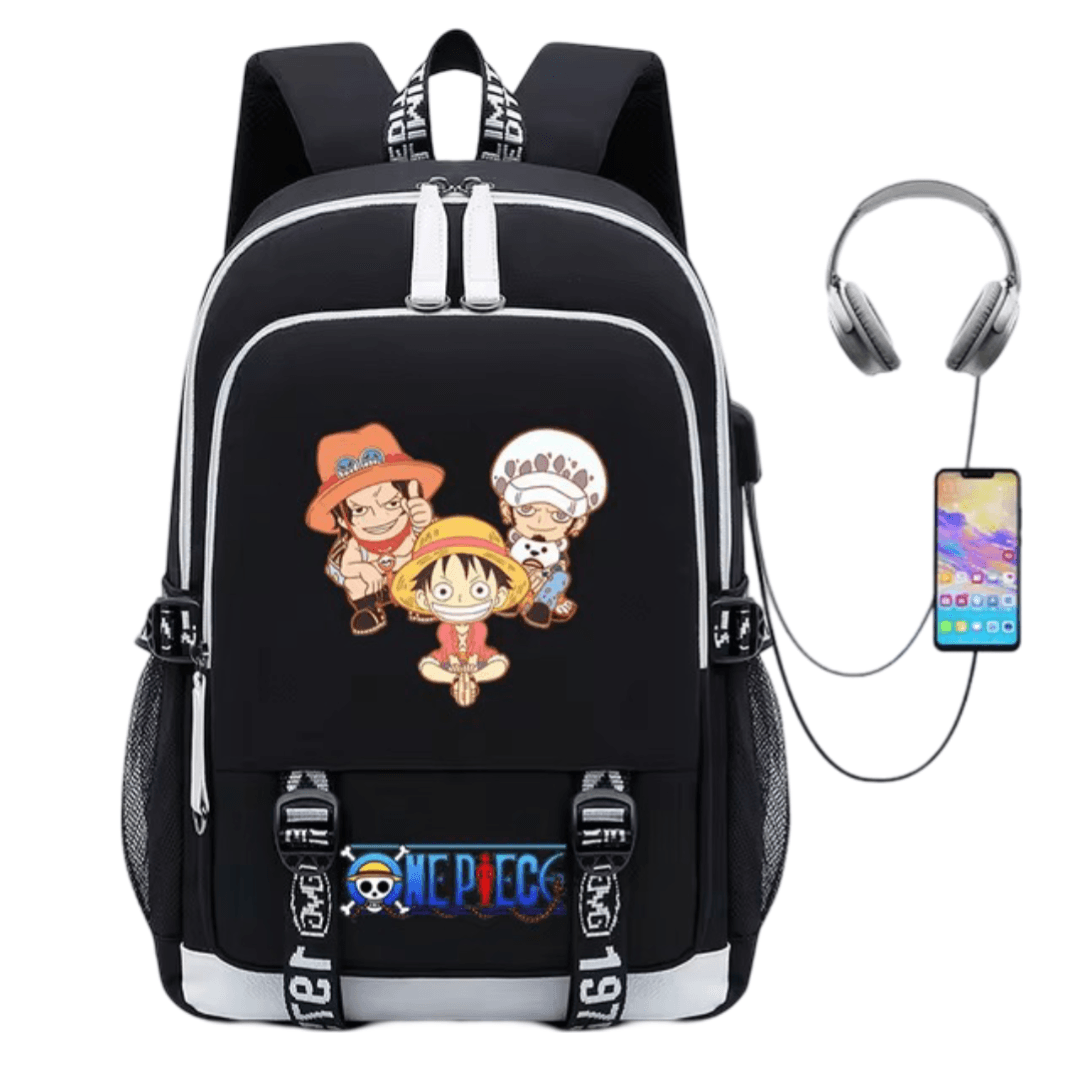 Anime One Piece Luffy And Friends USB Charging Backpack