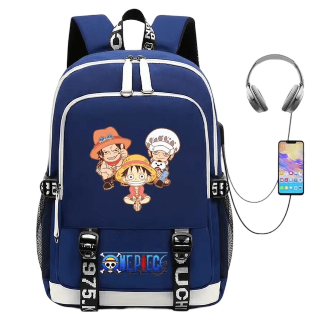 Anime One Piece Luffy And Friends USB Charging Backpack — detail 1