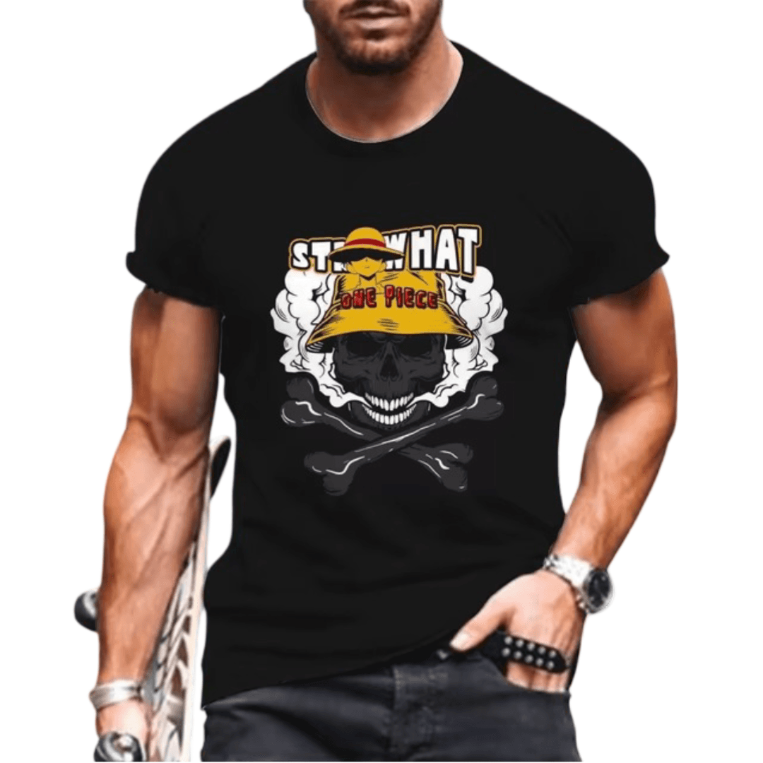 Anime One Piece Straw Hat Luffy Skull T-Shirt