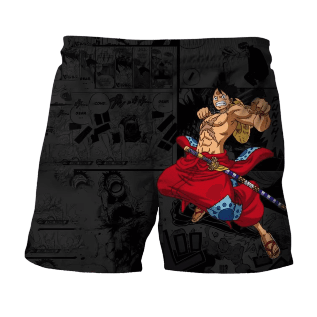 Anime One Piece Monkey D. Luffy Black Shorts