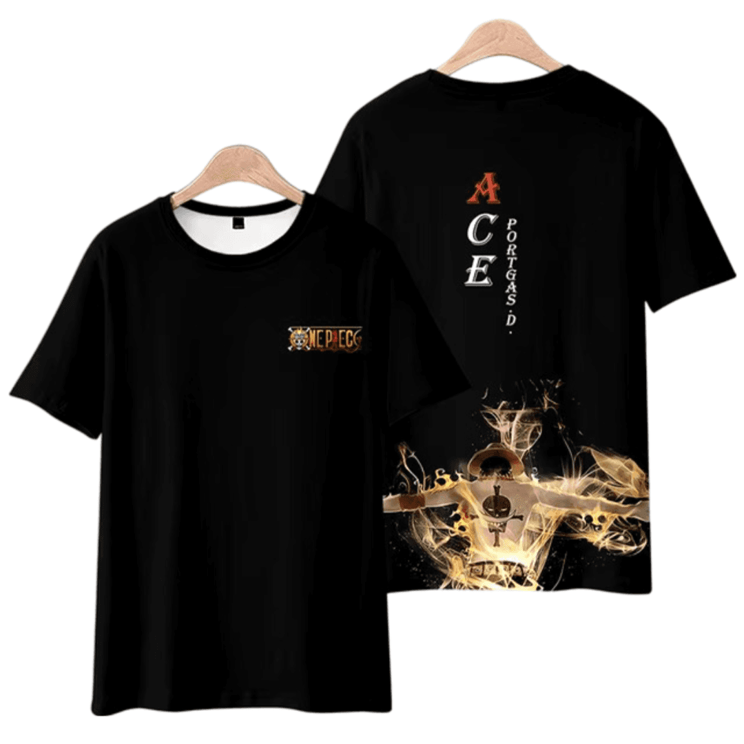 One Piece Portgas D. Ace Anime Black T-Shirt
