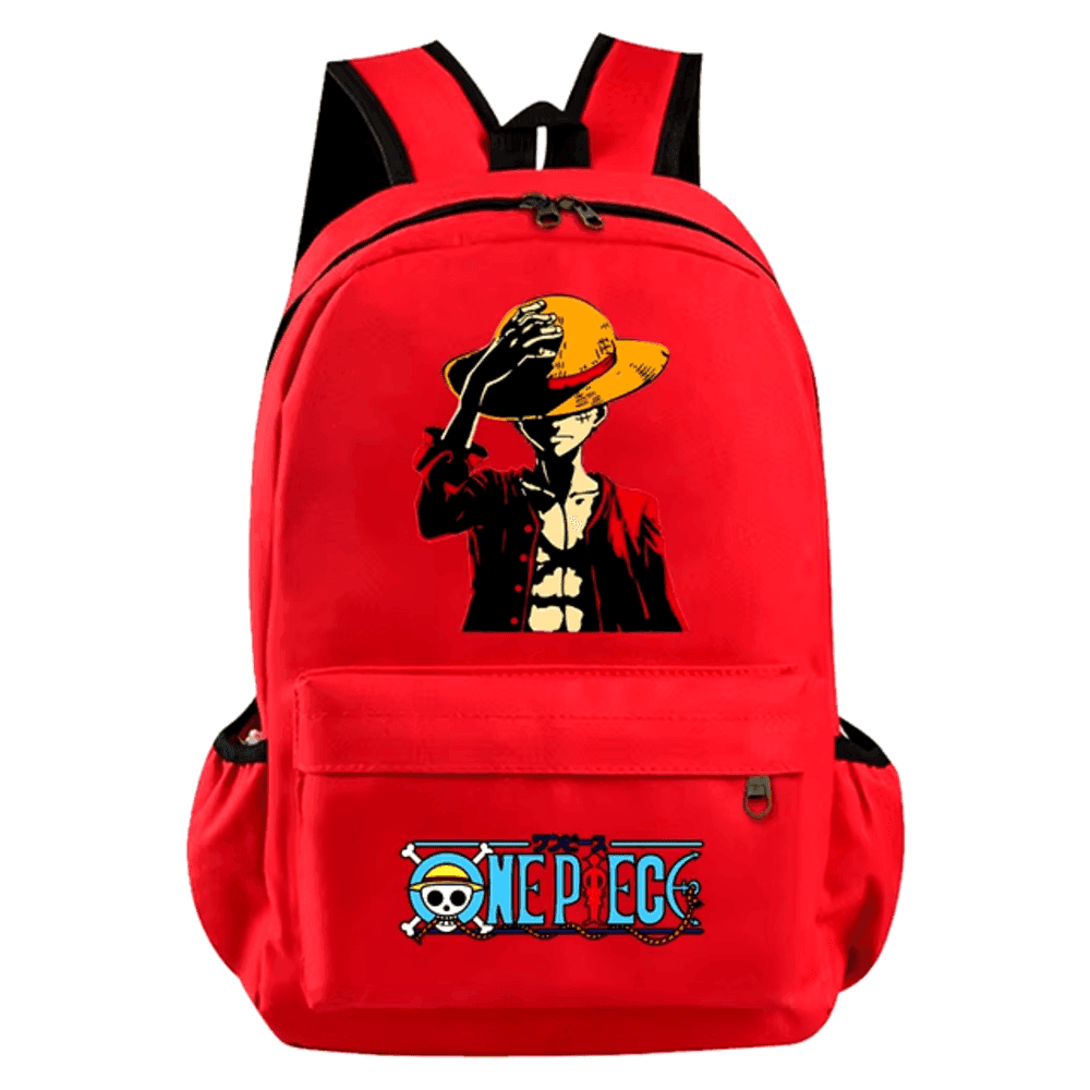 One Piece Anime Monkey D. Luffy Red Color Schoolbag — detail 2
