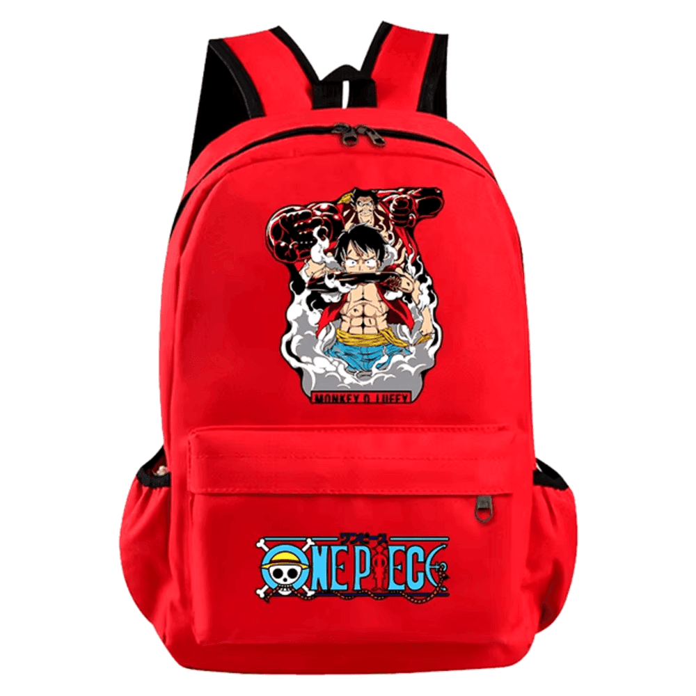 One Piece Anime Monkey D. Luffy Red Color Schoolbag — detail 1