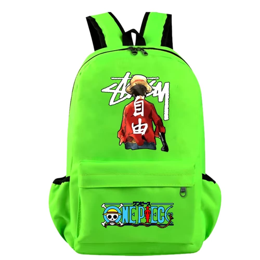 One Piece Anime Monkey D. Luffy Green Color Schoolbag — detail 1