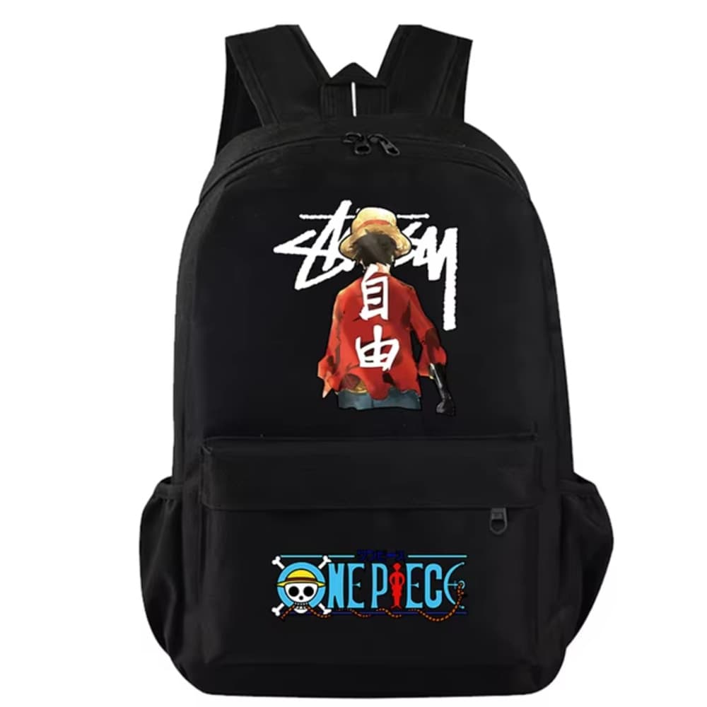 One Piece Anime Monkey D. Luffy Black Color Schoolbag — detail 1