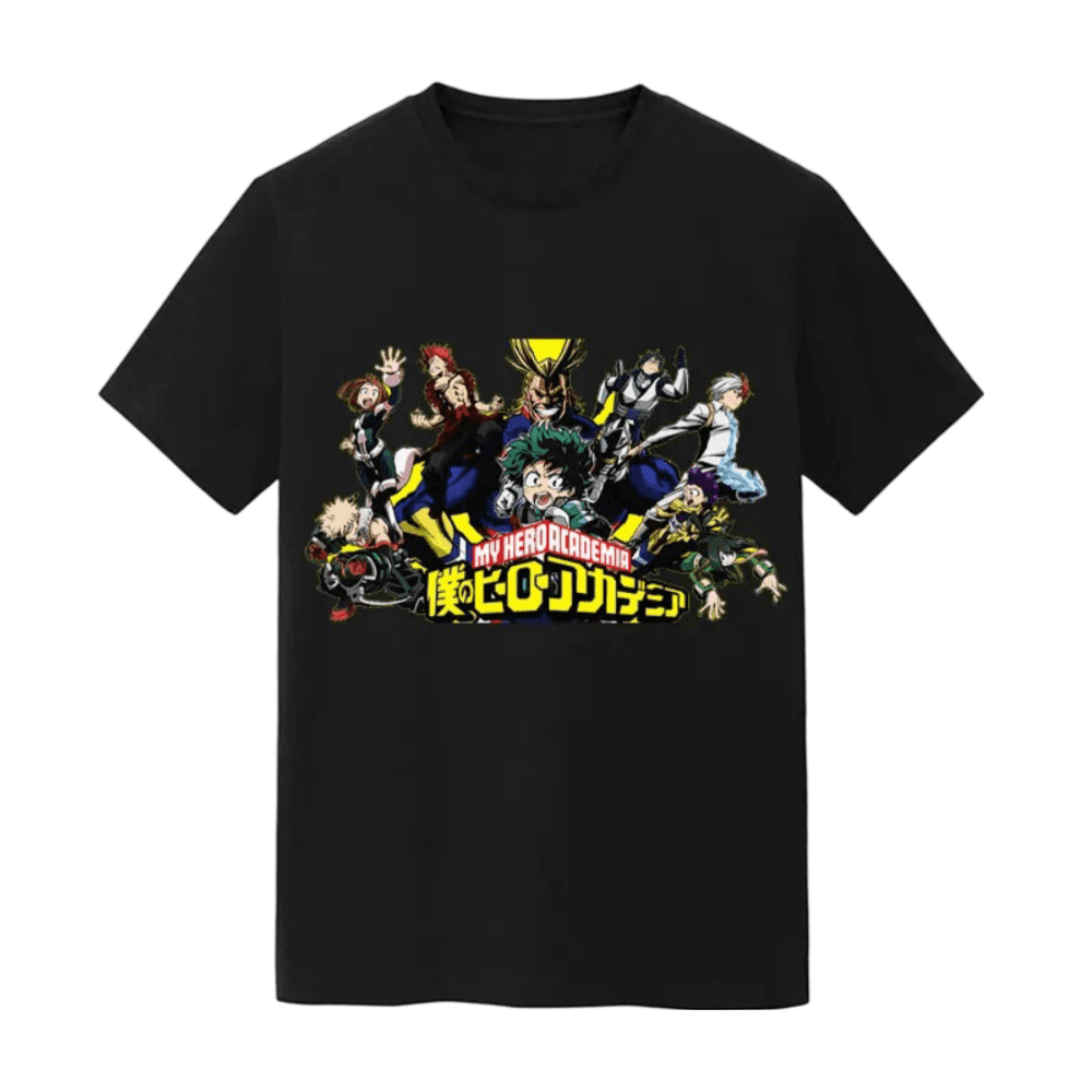 Anime My Hero Academia Character Printed Short Sleeve Black T-Shirt