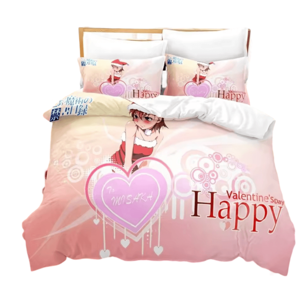 Anime Mikoto Misaka Happy Valentine's Day Bedding Set