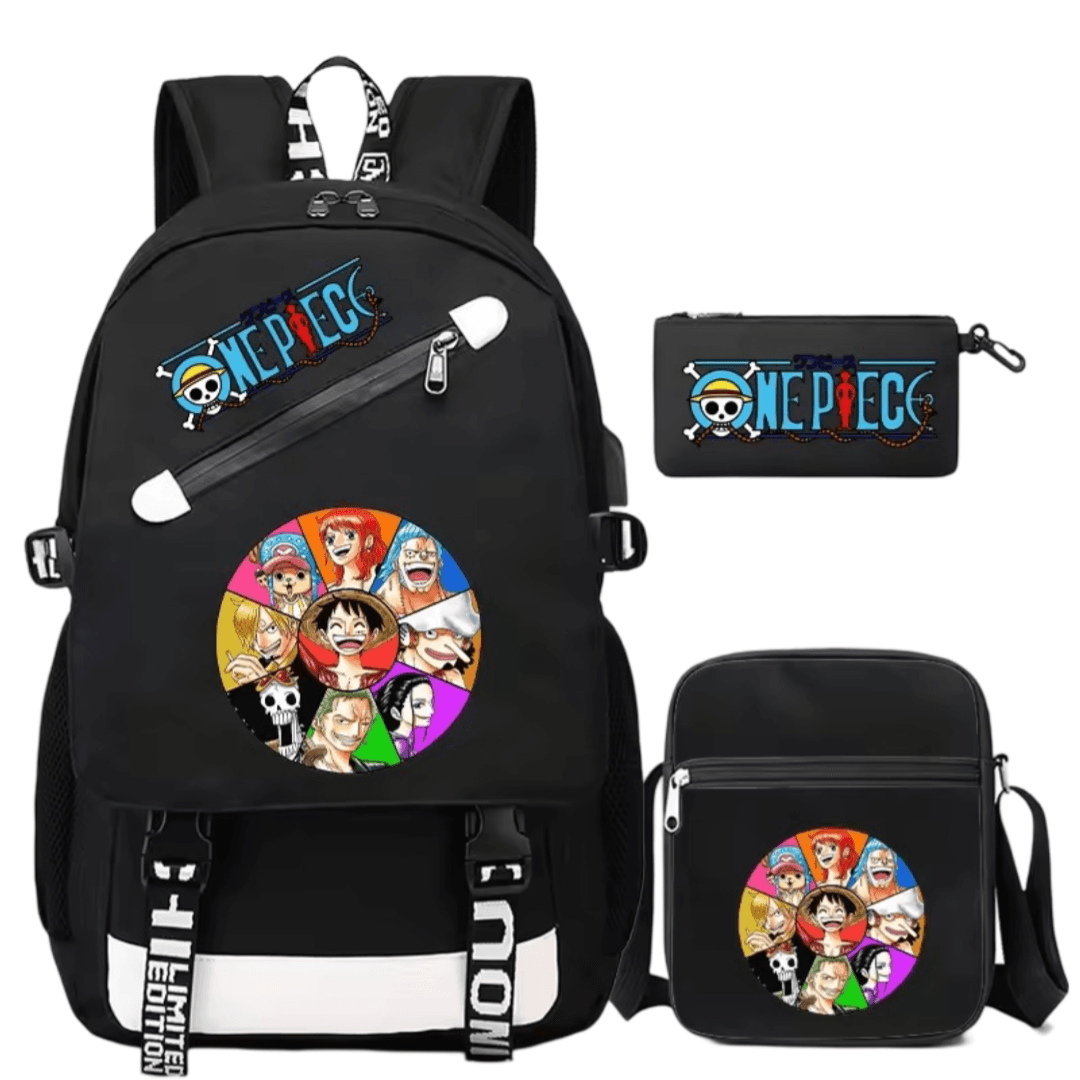 3Pcs/Set One Piece Anime Luffy With Friends Backpack