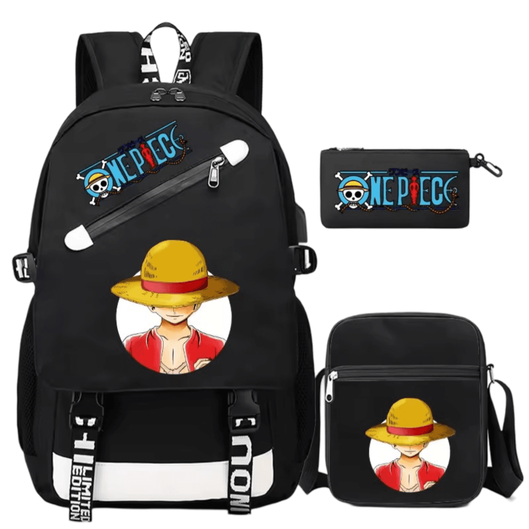 3Pcs/Set Anime One Piece Luffy Student Schoolbag