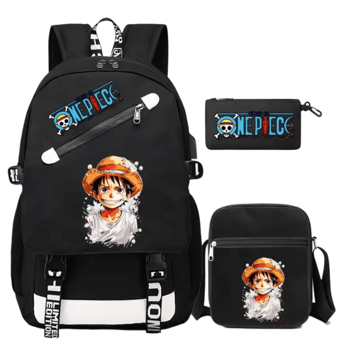 3Pcs/Set One Piece Anime Luffy Student Schoolbag
