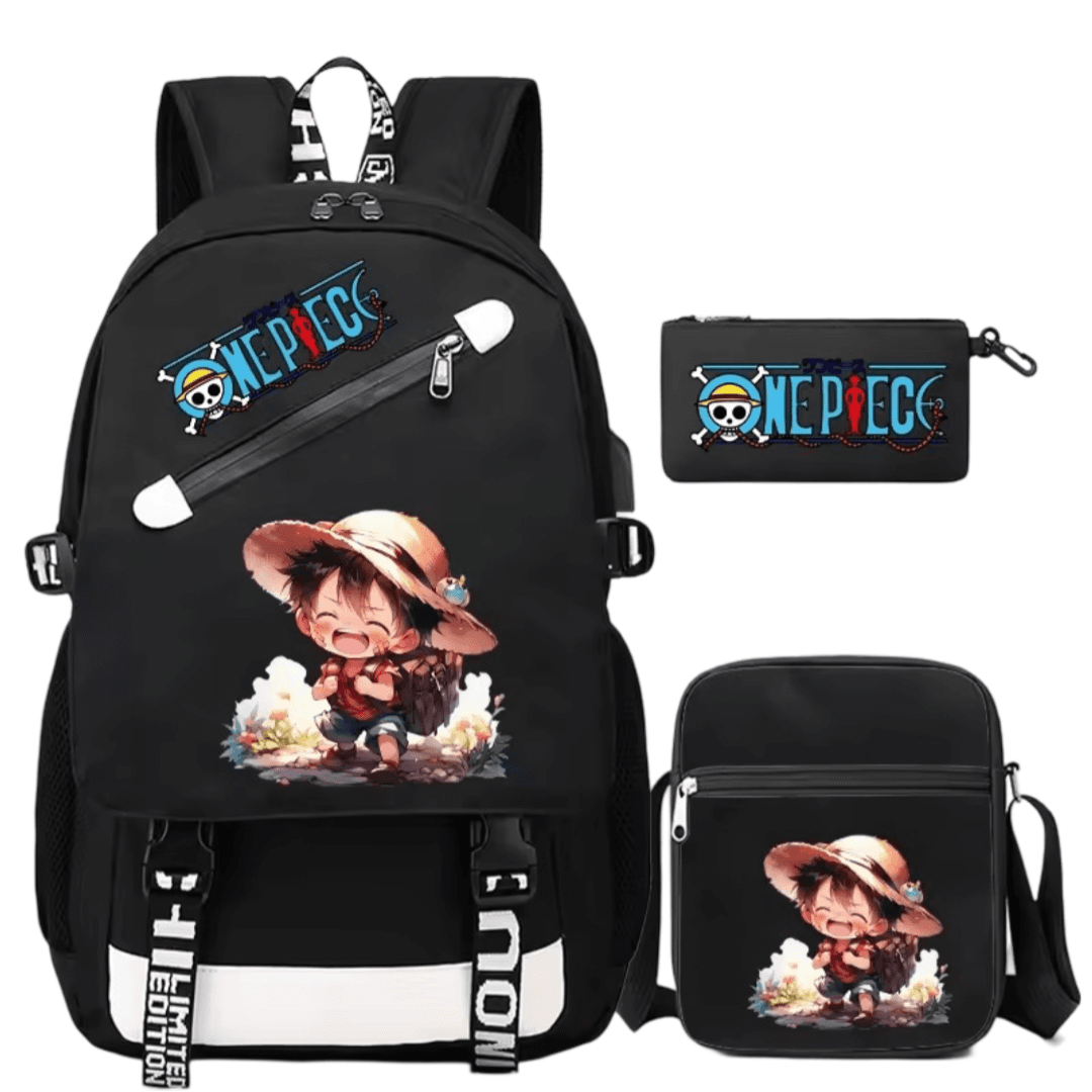 3Pcs/Set One Piece Luffy Anime Student Backpack