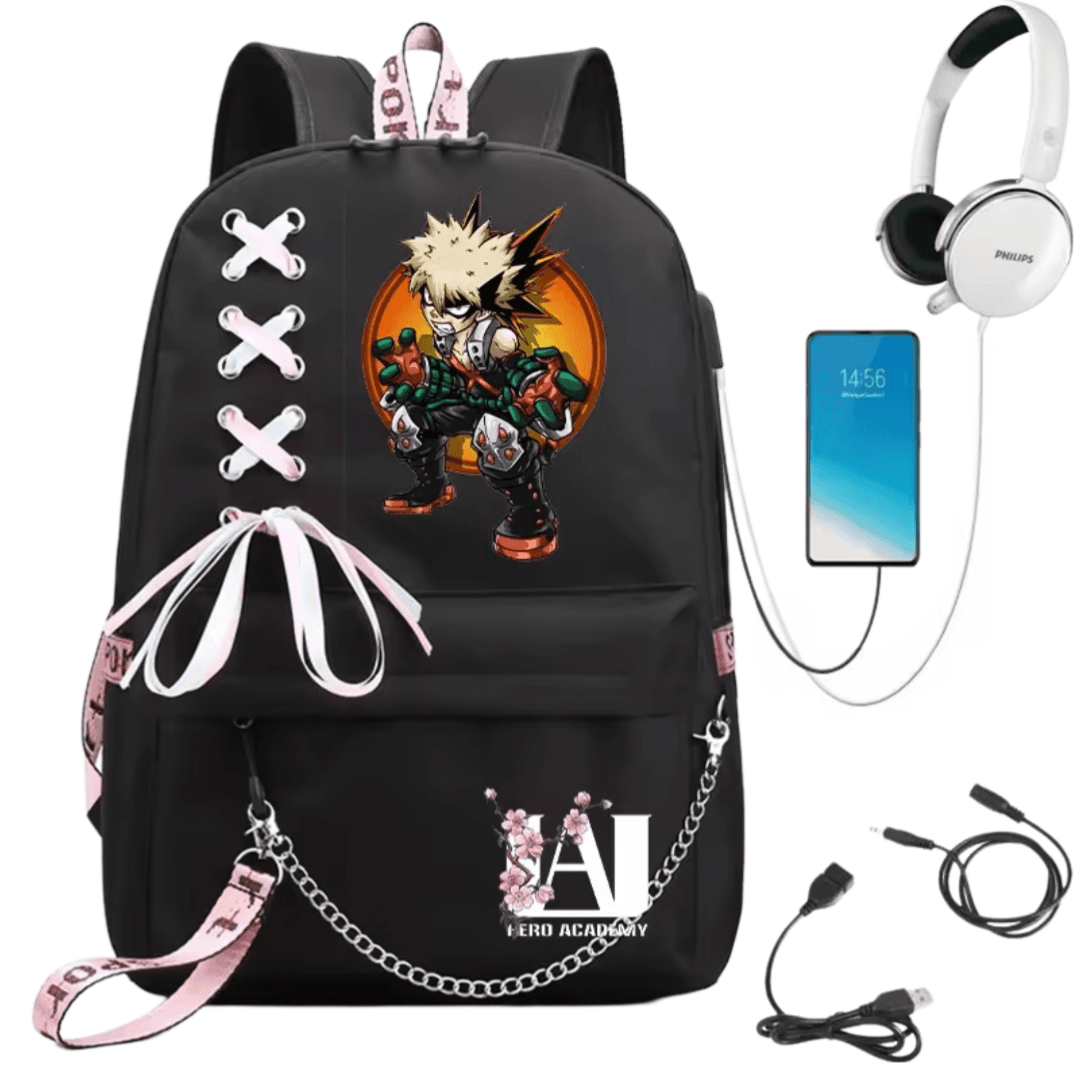 My Hero Academia Katsuki Bakugo Anime Backpack With USB Port