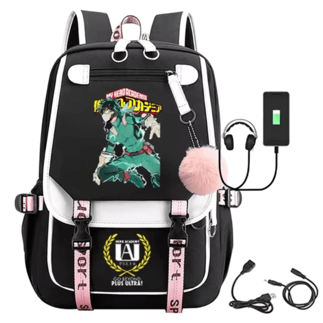 Anime My Hero Academia Izuku Midoriya Schoolbag With USB Port — detail 1