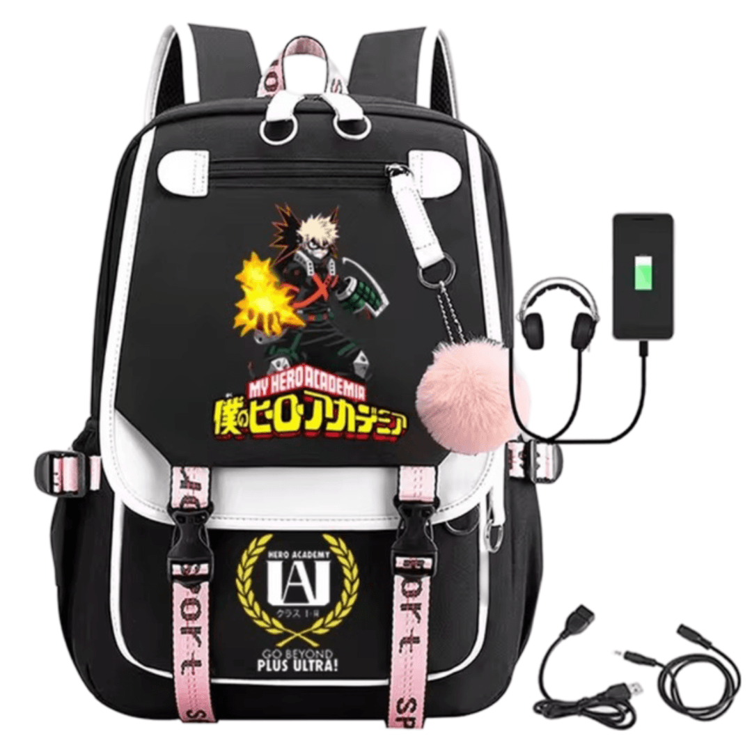 Anime My Hero Academia Katsuki Bakugo Schoolbag With USB Port — detail 1