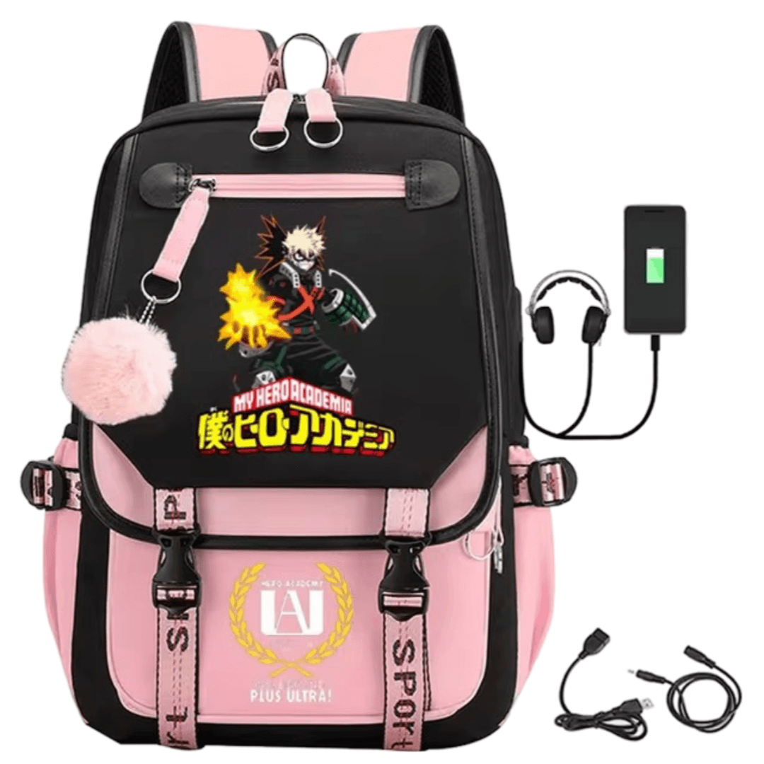 Anime My Hero Academia Katsuki Bakugo Schoolbag With USB Port