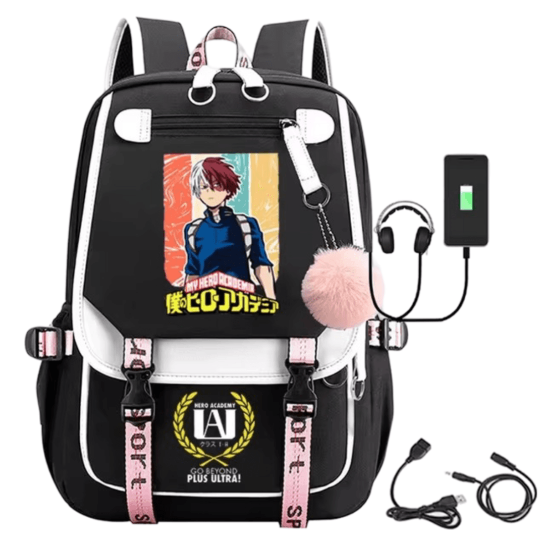 Anime My Hero Academia Shoto Todoroki Schoolbag With USB Port — detail 1