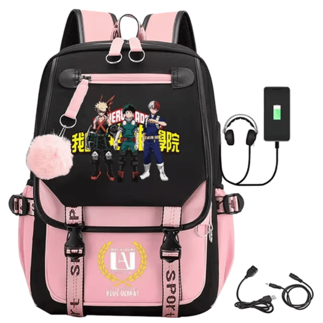 Anime My Hero Academia Izuku Midoriya With Friends Schoolbag With USB Port