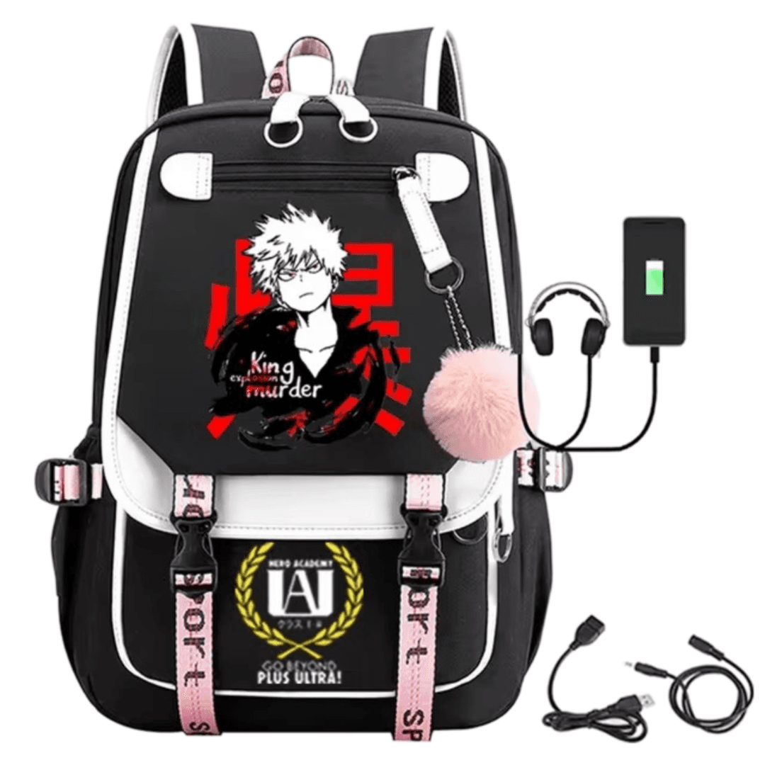 My Hero Academia Anime Katsuki Bakugo Schoolbag With USB Port — detail 1