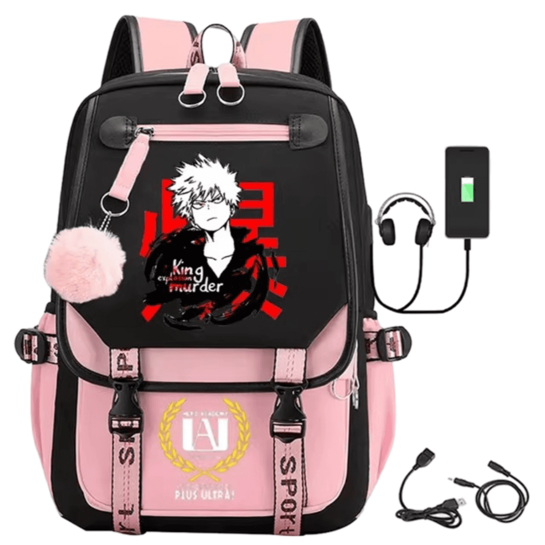 My Hero Academia Anime Katsuki Bakugo Schoolbag With USB Port