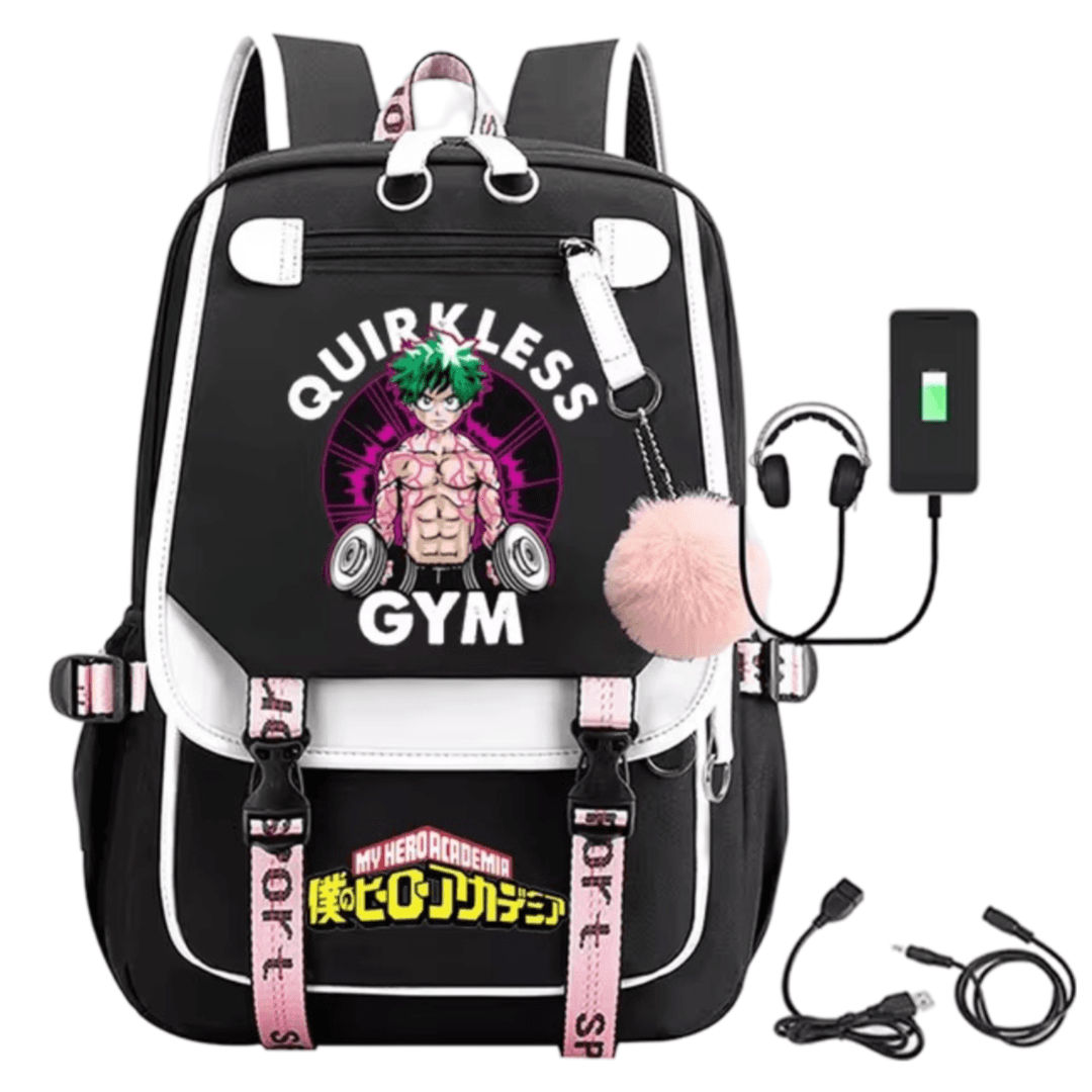 Anime My Hero Academia Quirkless Gym Schoolbag With USB Port — detail 1