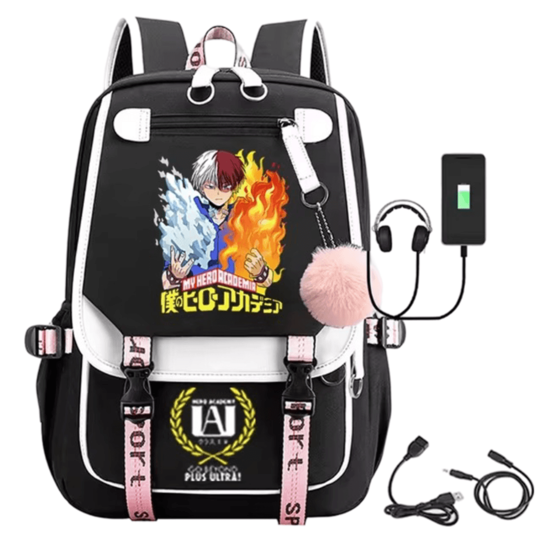 My Hero Academia Anime Shoto Todoroki Schoolbag With USB Port — detail 1