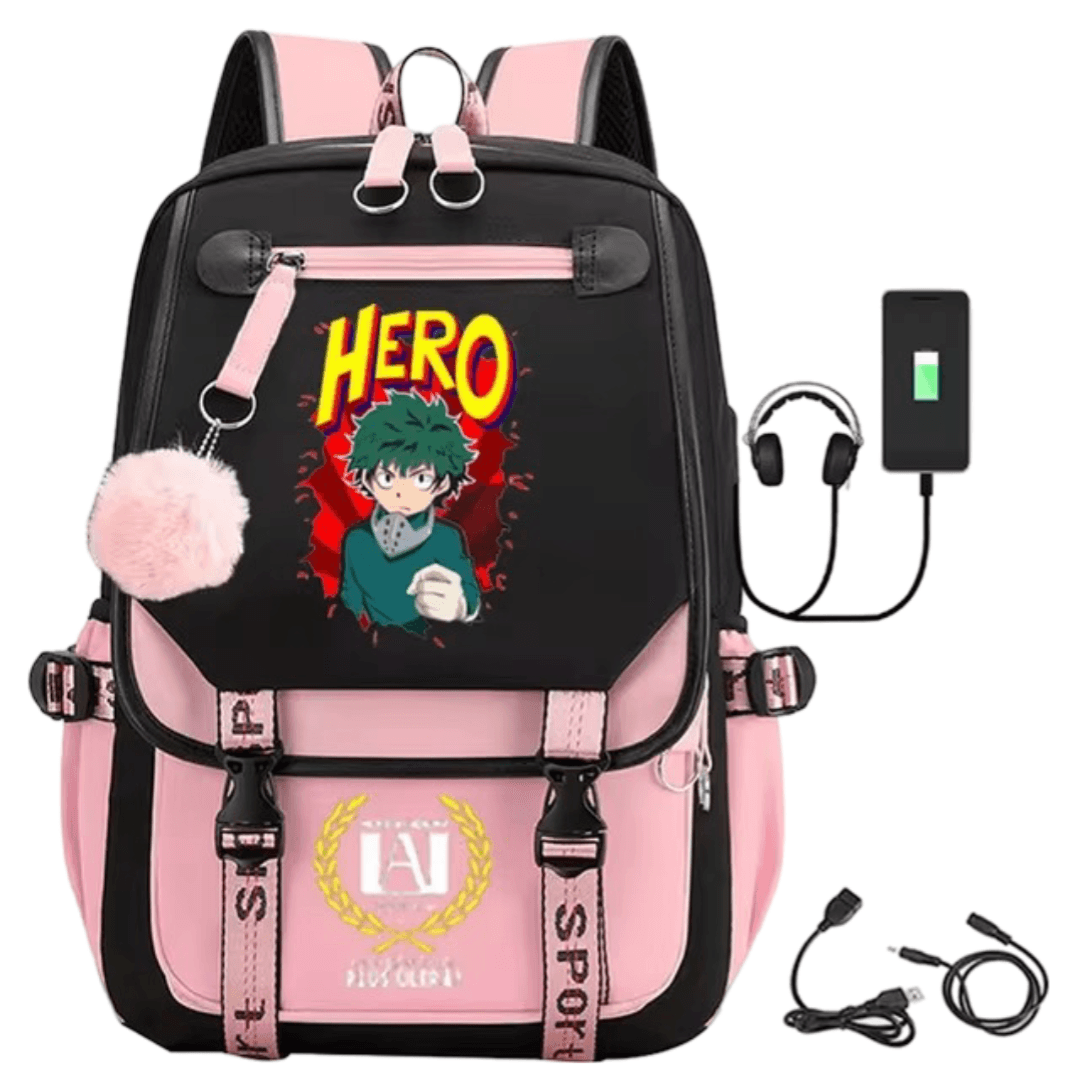 Anime My Hero Academia Izuku Midoriya USB Port Schoolbag