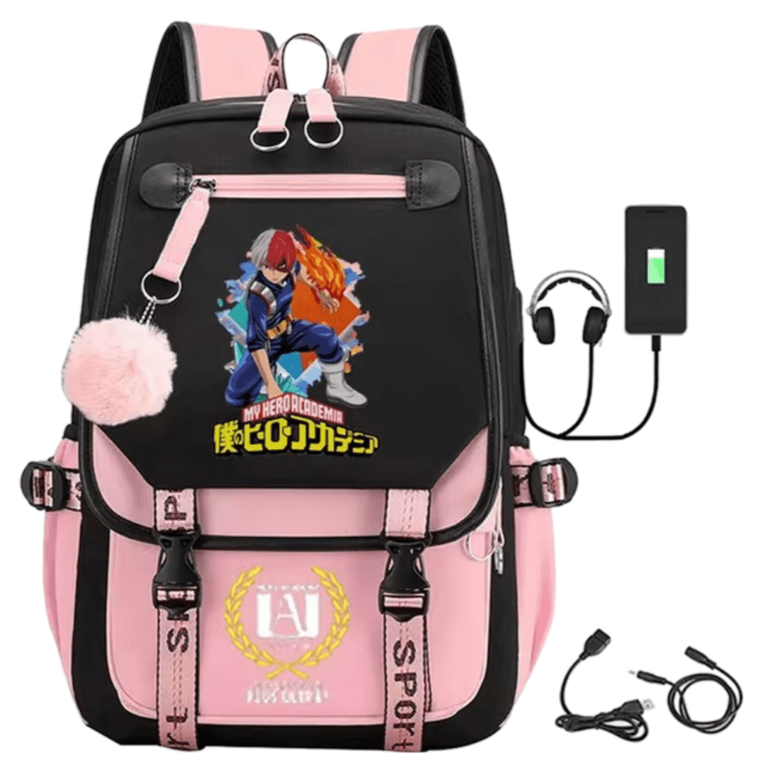 Anime My Hero Academia Shoto Todoroki Student Schoolbag With USB Port