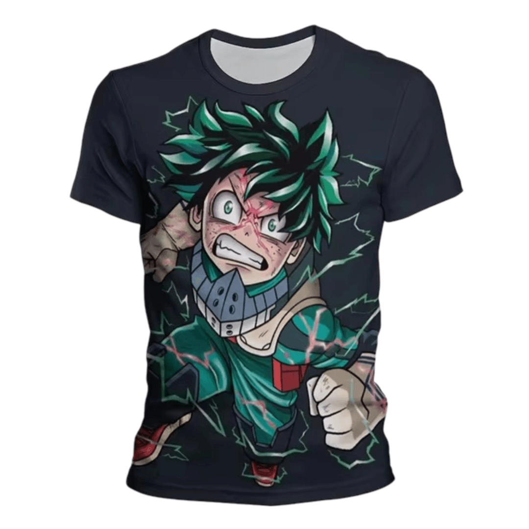 Anime My Hero Academia Izuku Midoriya 3D Printed Childern Black T-Shirt
