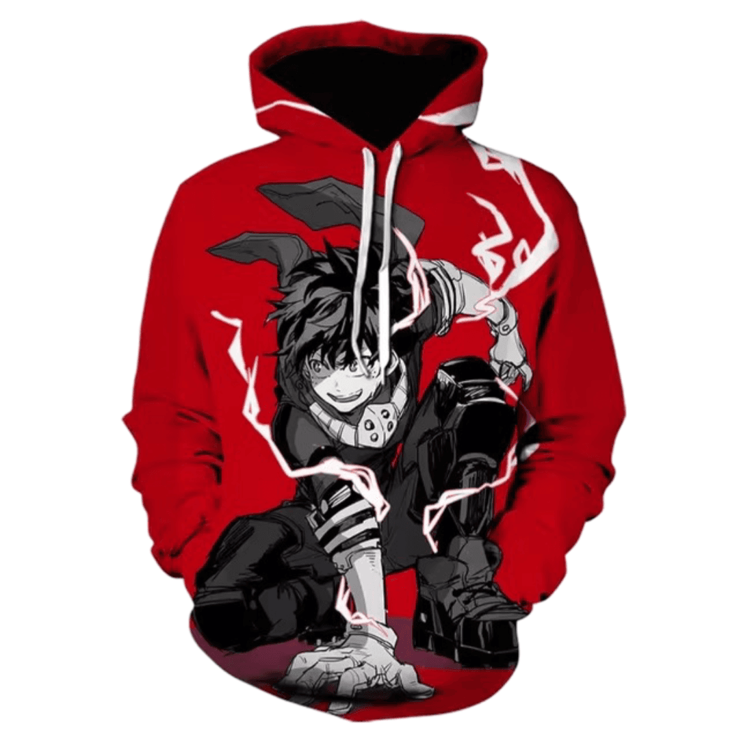 Anime My Hero Academia Izuku Midoriya 3D Printed Red Hoodie