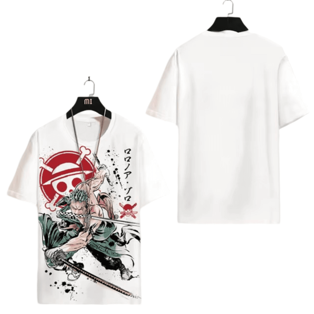 Anime One Piece Roronoa Zoro Short Sleeve White T-Shirt