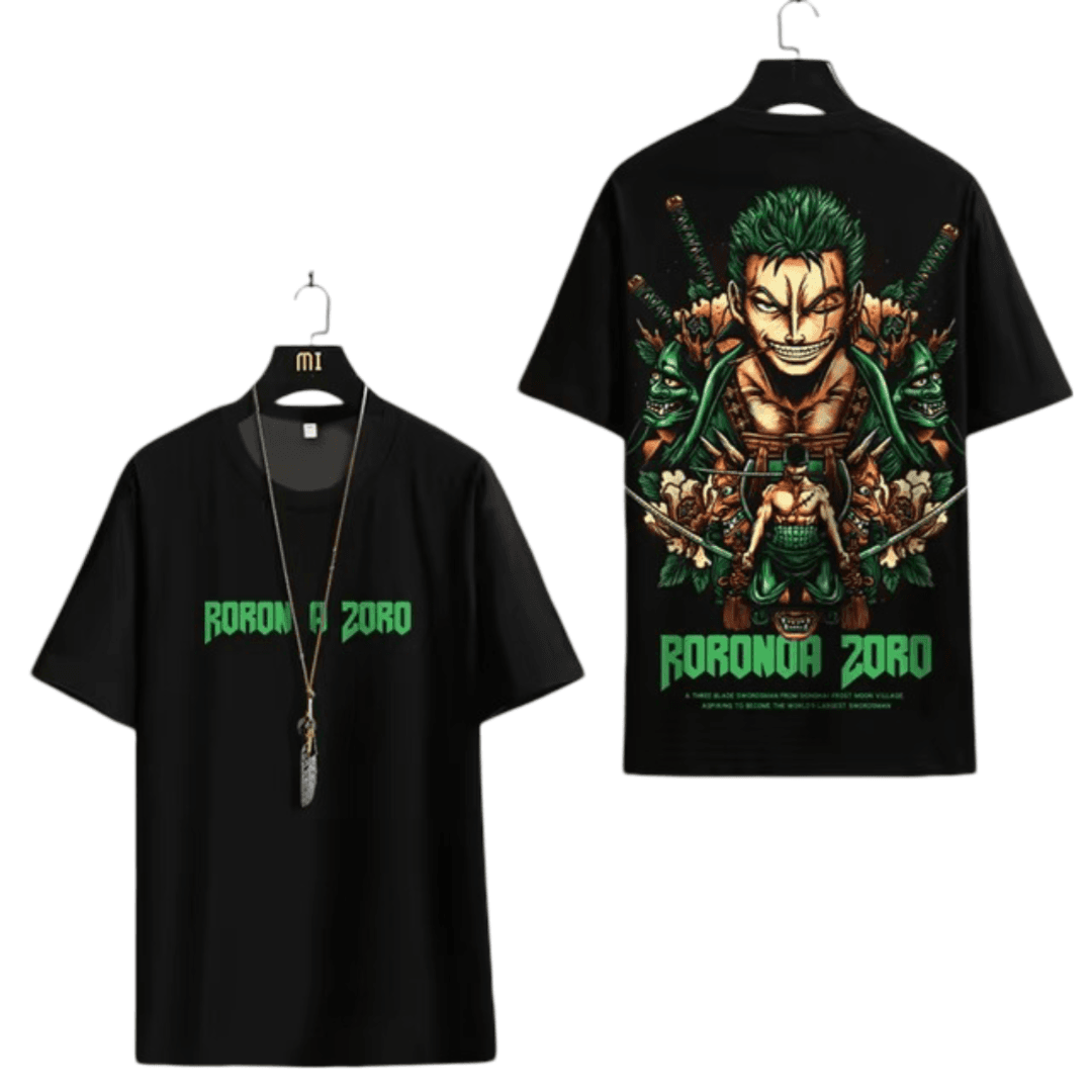 One Piece Anime Roronoa Zoro Black T-Shirt