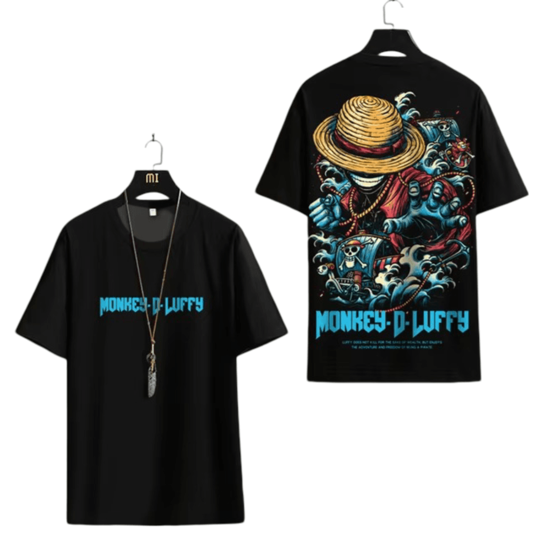 Anime One Piece Monkey D. Luffy Black T-Shirt