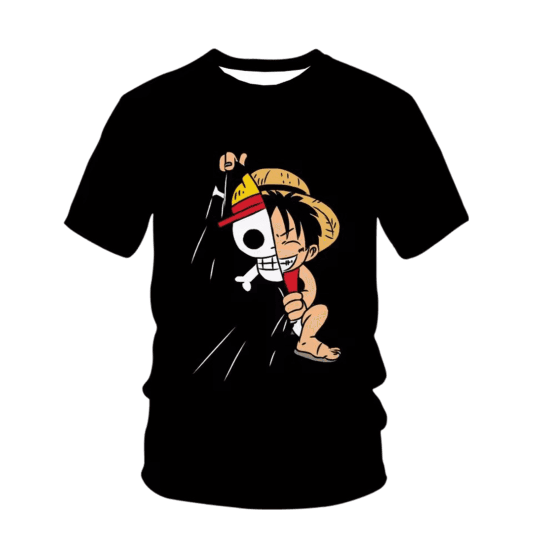 Anime One Piece Luffy With Flag T-Shirt For Children
