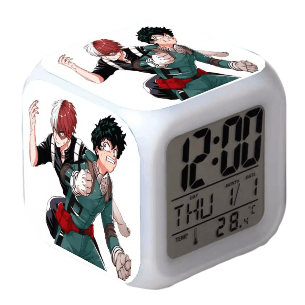 Anime My Hero Academia Shoto Todoroki Vs Izuku Midoriya LED Alarm Clock
