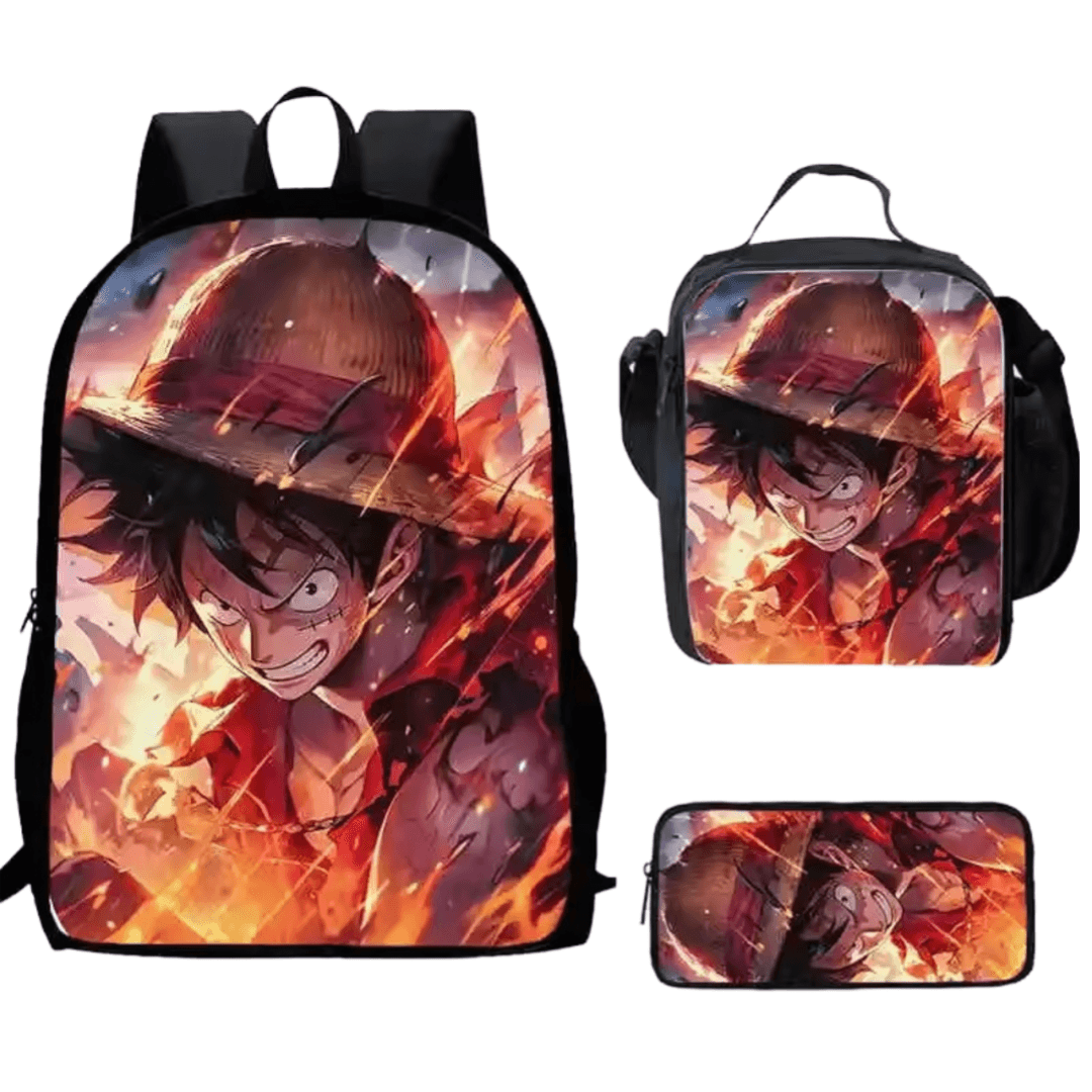 3Pcs/set Anime One Piece Luffy 3D Printed Backpack