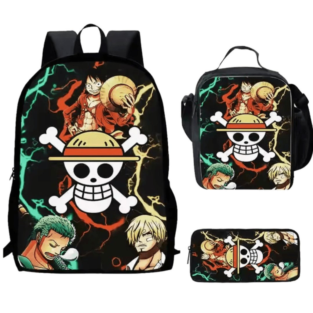 3Pcs/set One Piece Anime Straw Hat Pirates Backpack