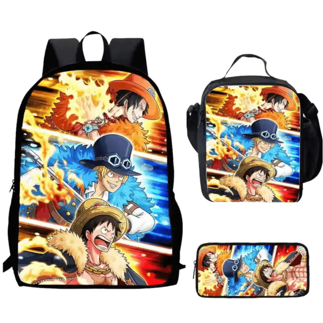 3Pcs/set Anime One Piece Luffy And Ace With Sabo Backpack