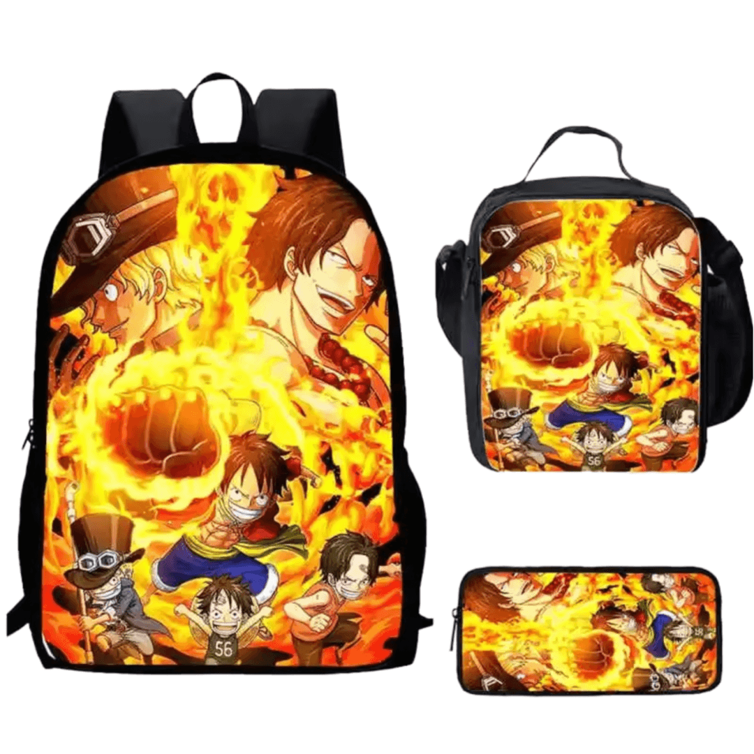 3Pcs/set Anime One Piece Portgas D. Ace And Friends Backpack
