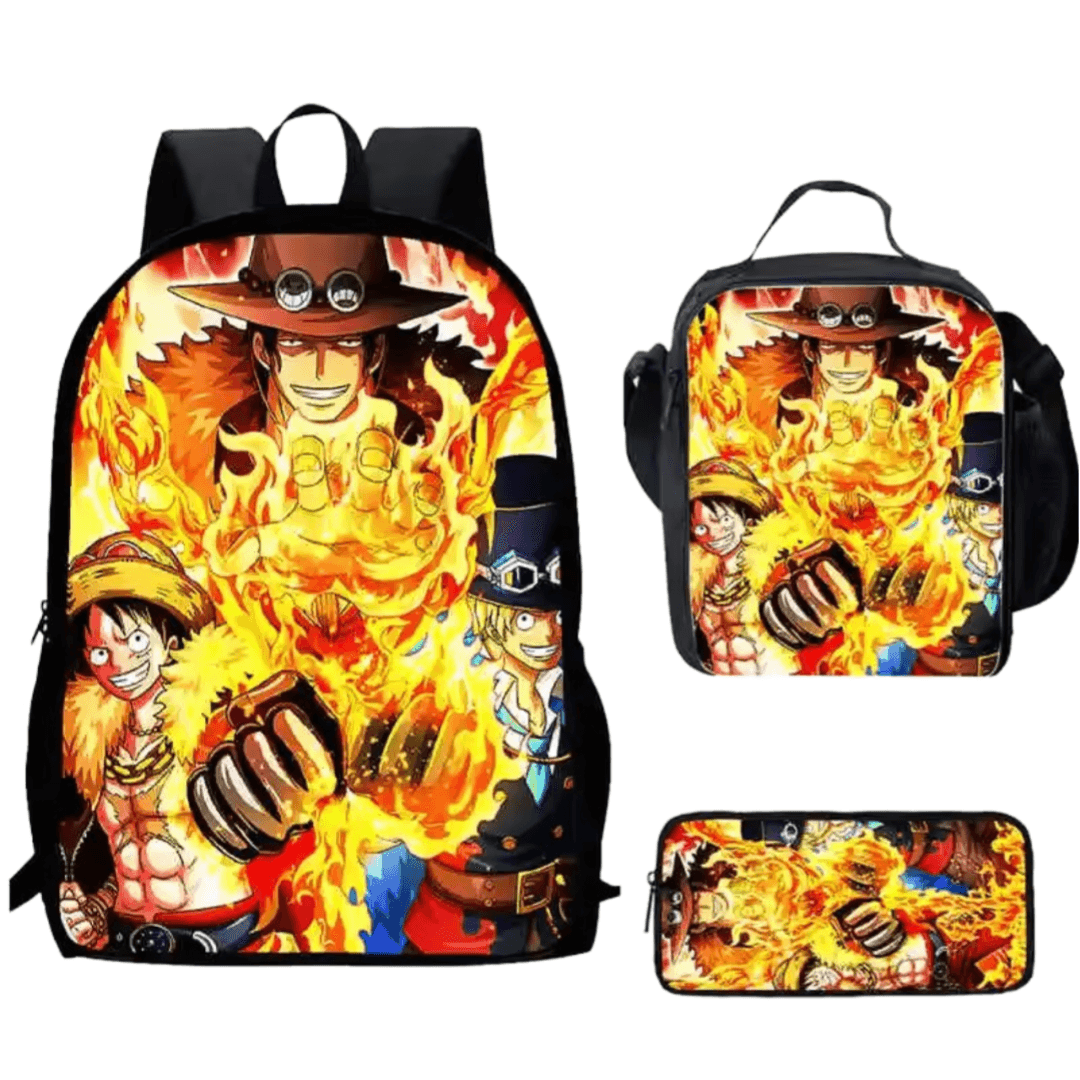 3Pcs/set Anime One Piece Portgas D. Ace With Friends Backpack