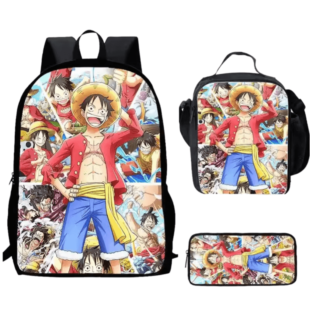 3Pcs/set One Piece Luffy Anime School Backpack